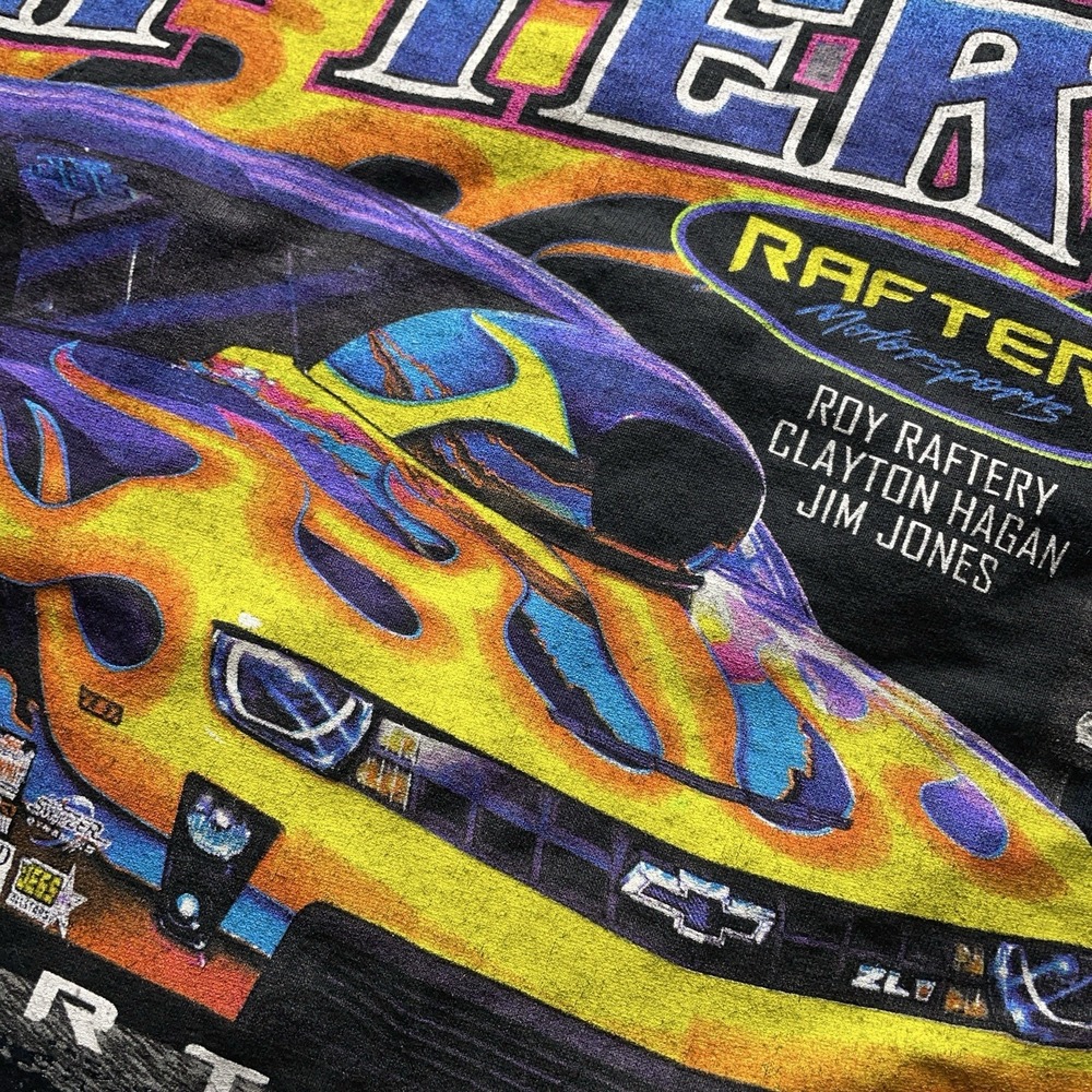 Vintage Y2K Raftery Motorsports Racing Shirt Mens XL Hot Rod Flame Graphic Tee - Picture 10 of 15